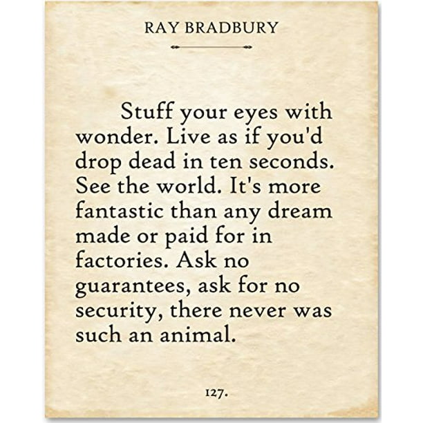 Laminated Framed or Canvas with Hanger Ray Bradbury Literary Quote Print Fine Art Paper Multiple Sizes
